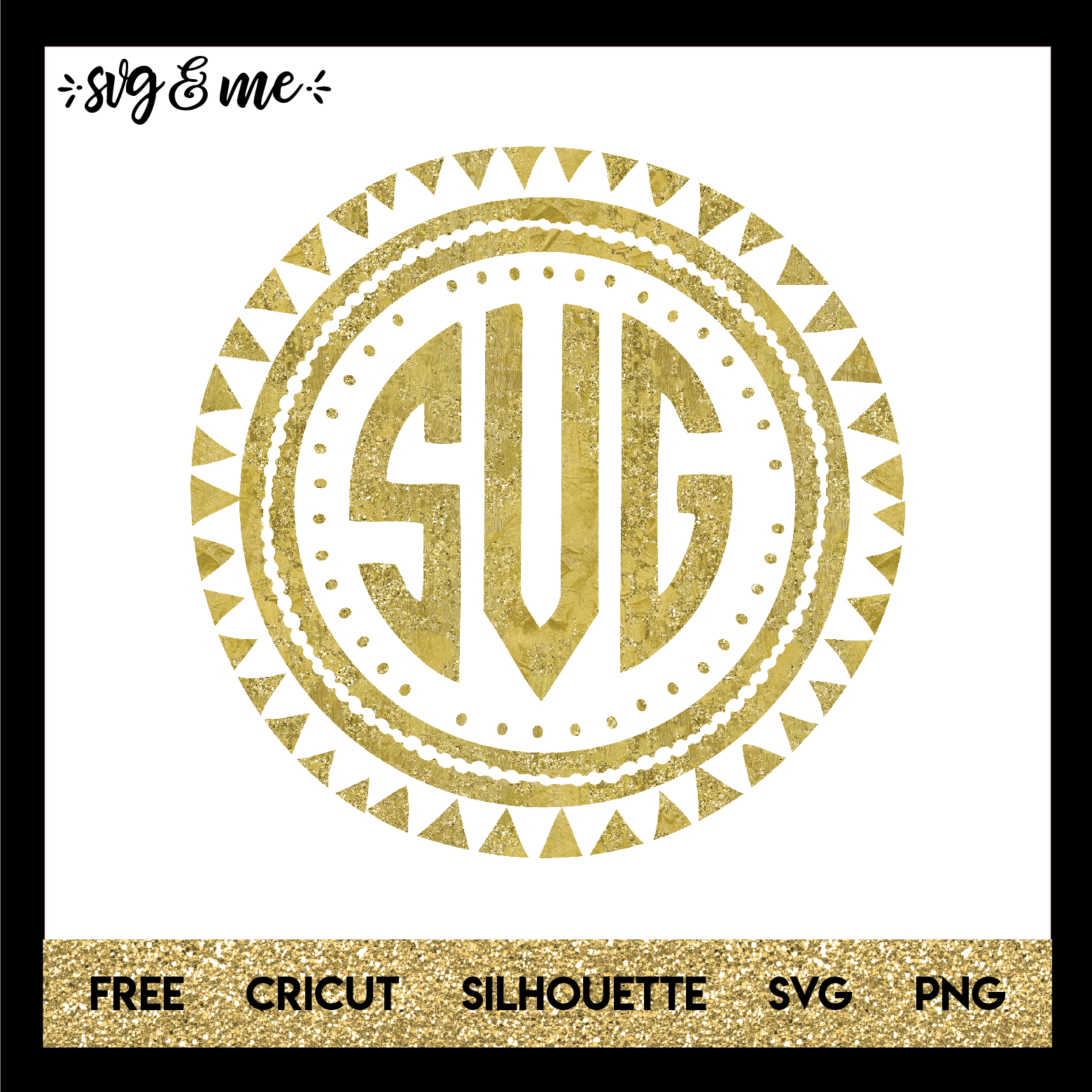 FREE SVG CUT FILE for Cricut, Silhouette and more - Gold Aztec Geo Monogram Frame SVG