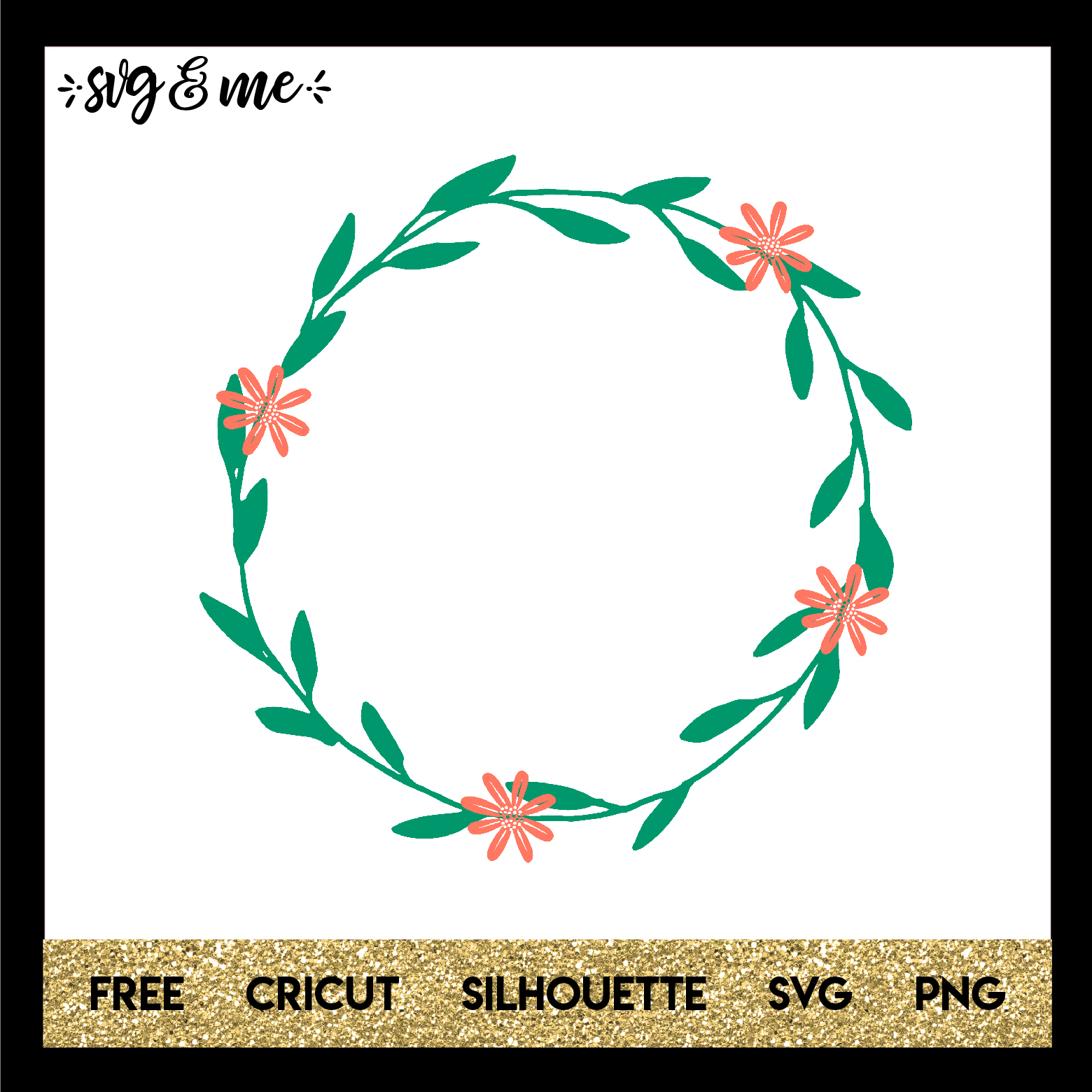 FREE SVG CUT FILE for Cricut, Silhouette and more - Laurel Flower Wreath Frame Free SVG
