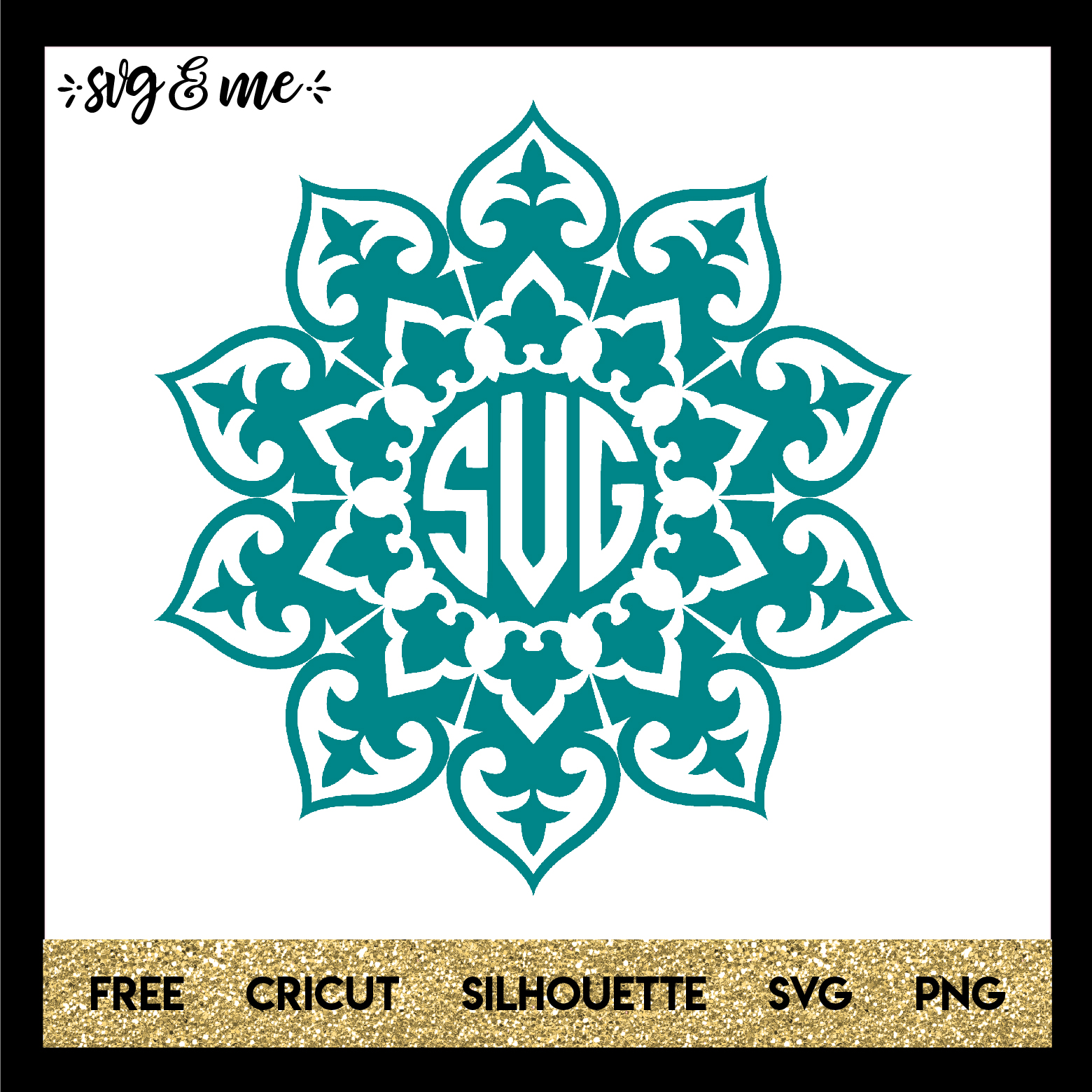 FREE SVG CUT FILE for Cricut, Silhouette and more - Mandala Teal Monogram SVG