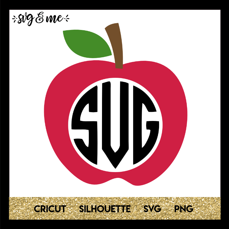 FREE SVG CUT FILE for Cricut, Silhouette and more - Apple Teacher Monogram SVG